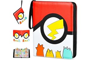 EOPUOZS Album de Collection pour Cartes, Classeur Carte avec Fermeture Éclair, Porte Carte PU Imperméable, Cadeau pour Enfants (50 Pages, 900 Poches, Rouge)