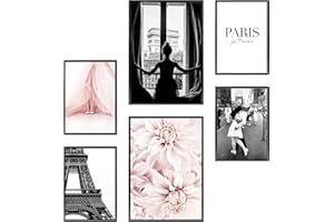 Heimlich Cuadros Decorativos - SIN Marcos -Decoración Colgante para Paredes de Sala, Dormitorios y Cocina - Arte Mural | 2 x A3 & 4 x A4-30x42 & 21x30 | » Flores de moda de paris «