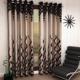 Galaxy Home Decor Modern Wave Panel Polyester Curtains ...