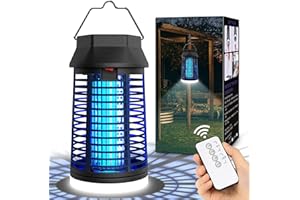 seenlast Lámpara Antimosquitos Electrico con LED y Mando a Distancia, Mata Mosquitos Electrico 4200V 15W UV Lampara Mosquitos,IPX4 Impermeable,Area Efectiva 80-140m² para Interior y Exterior