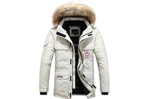 moxishop Mens Winter Coats Fur Hooded Outwear Casual Outdoor Thicken Warm Winter Clothes Jacket Windproof Windbreaker Parka Detachable Hoode 5colour UK XS-4XL