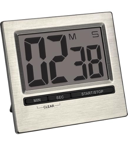 TFA Dostmann Digitaler Timer & Stoppuhr - Mit Magnet, Klipp, Ständer, Memory-Funktion, Bis 99 Min, Schwarz (2er Pack)