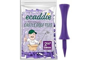 ECADDIE Plastic Castle Graduated Golf Tees (Pack of 50) - Various Sizes & Colours