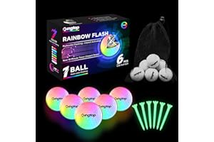 KINGTOP Upgraded Glow in The Dark Golf Balls - Super Bright LED Light Up Golf Ball - with Glowing Golf Tees and Storage Bag - Fun Night Golf Gift for Men and Women, Backyard Putting Greens