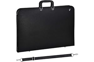 Crystals Art Portfolio Case Artist Portfolio Carrying Case with Shoulder Strap, Weather-Resistant Student Portfolio Drawing Painting Sketch Project Folder Bag (A3 Size), Black