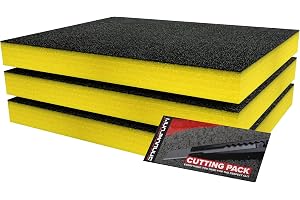 Shadow Foam Small Pack 3 Pieces | Toolbox Foam Insert - Foam Sheet 40 x 32 cm Toolbox Organization, DIY & Tool Storage System (Yellow, 50 mm)