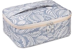 ‎NARWEY Reise Kosmetiktasche Große Make-up-Tasche Schminktasche Kosmetiktasch Organizer für Damen und Mädchen (Blaues Blatt)