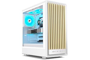 FOIFKIN M1 PC Case - Legno Noce Anteriore - 4 PWM ARGB ventola preinstallata, ATX Mid-Tower Gaming PC,con Type-C (Bianco, M1)