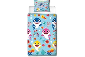 CHARACTER WORLD Baby Shark Song Reversible Duvet Cover Set with Matching Pillow Case Blue