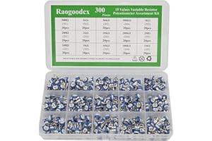 RAOGOODCX 300Pcs 15 Value 100 ohm- 2M ohm trim pots Variable Resistor 6mm Potentiometer Assortment Kit