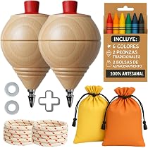 Set De 6 Peonzas De Madera GICO – Clásico Juguete Para Niños Y Adultos – Medidas 3,5 Cm De Diámetro – Regalo Original