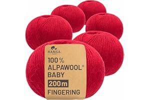 HANSA-FARM | 100% Baby Alpakawolle in 50+ Farben (kratzfrei) - 300g Set (6 x 50g) - weiche Alpaka Wolle zum Stricken & Häkeln in 6 Garnstärken by Hansa-Farm - Weinrot (Rot)