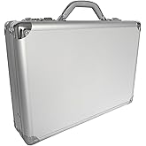Pro Aluminium Large Deep Executive Laptop Padded Briefcase Attache Case Silver