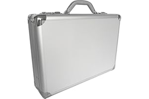 ESSENTIAL PRODUCTS Pro Aluminium Large Deep Executive Laptop Padded Briefcase Attache Case Silver