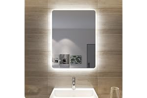 ‎SONNI SONNI LED Badspiegel Lichtspiegel LED Spiegel Wandspiegel mit Touch-Schalter badspiegel mit Beleuchtung 80x60 cm Kaltweiß 6400K