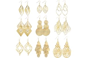 ASH'S CHOICE Boucles d'oreilles Argent Or pour femme, 6 Paires de Boucles d'oreilles Creoles Clous Set en Argent Sterling 925, Boucles D'oreilles à Charnière Pendantes Vertes pour Femmes Filles