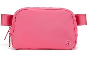 Pander Double Zipper Fanny Pack Nylon Everywhere Belt Bag, Fashion Waist Packs for Women with Adjustable Strap, 1L. (Hot Pink)