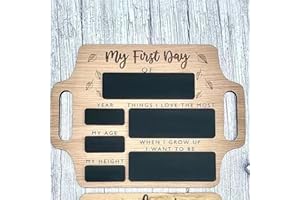 MOSKADO First Day of School Board - My First Day of School Sign - First Day of Chalkboard - Portable Hang Back School Chalkboard Sign - Reusable Wooden First Day of School Sign with Handles Memory Photo Board