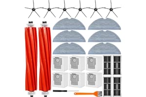 ROELLY Kit 26 Accessoires pour Roborock S7 MaxV Ultra & S7 Pro Ultra:2 Brosses Principales,6 Brosses Latérales,4 Filtres,6 Sacs Poussière,6 Serpillières,1 Tournevis et 1 Brosse Nettoyage