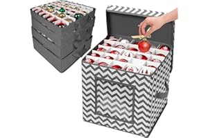Anstore Christbaumkugeln Box für 83 Kugeln Aufbewahrung Weihnachtskugeln, Aufbewahrungsbox mit 4 Ebenen für Christbaumkugeln, Selber Befülle Aufbewahrungstasche Weihnachtsschmuck mit Deckel und Griff