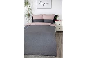 jilda-tex Biber Bettwäsche Made IN Germany Melange 135x200 cm + 80x80 cm 100% Baumwolle Feinbiberbettwäsche Edelflanell Verschiedene Größen/Farben (Dunkelgrau/Streifen Rosa, 135 x 200 cm)