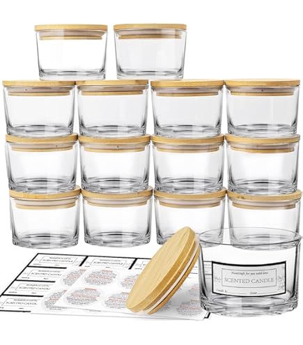 CandMak Kerzengläser 170 Ml – 20 Stück Mit Transparentem Deckel, Etiketten & Warnschildern, Perlweiß