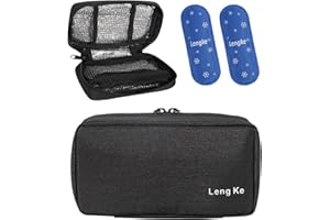 OVAKIA Frio Kühltasche Klein für Insulin Pen Aufbewahrung Organizer Kühlbox Medikamente Reise Diabetiker Tasche, mit 2 Kühlakkus (Schwarz)