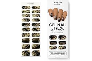 MOYOU LONDON Semi Cured Gel Nail Strips, 20 Pc. Gel Wraps for Nails, Easy Apply & Remove for Salon-Quality Manicure, Works with Any Nail Lamps - Fudge Cake