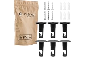 smartect Decentratore da Parete e Soffitto per la suspensione dei Cavi [6 Pezzi, Nero] Gancio da soffitto con viti e tasselli, Supporto in superficie per il tuo progetto fai-da-te