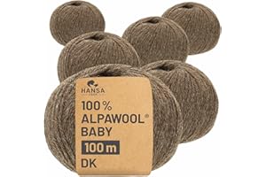 ‎HANSA-FARM HANSA-FARM | 100% Baby Alpakawolle in 50+ Farben (kratzfrei) - 300g Set (6 x 50g) - weiche Alpaka Wolle zum Stricken & Häkeln in 6 Garnstärken by Hansa-Farm - Braun