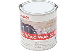 Unika Solid Wood Worktop Oil – Fast Cure & Stain Resistant Wood Treatment – Water Resistant Wood Oil for Kitchen Worktops, Wooden Surfaces & Indoor Use – Supplied in the UK – 1L