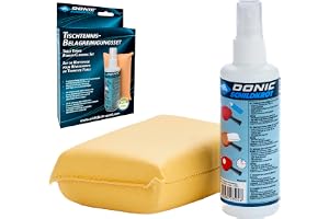 Schildkröt Donic-Schildkröt bordtennis rengöringsset, 100 ml beläggningsrengöring i pumpsprejflaska och rengöringssvamp, för