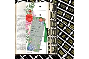 Cualfec Spanish Catholic Bible Indexes for New and Old Testaments Matte Laminated Floral Pattern Bible Journaling Supplies 122 Pack (Black - Gold Foil)