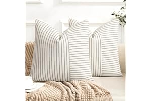 YCOLL Set di 2 Federe Cuscini Divano 40 x 40 Cuscini per Divano in Cotone e Lino Strisce Cuscino Decorativo Boho Copricuscino Divano Soggiorno Camera da Letto Copricuscino 40 x 40 Grigio