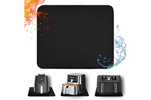 KHONGOO Tappetino Friggitrice ad Aria 30x45cm-1mm, Tappetino Ignifugo per la Protezione dei Piani di Lavoro della Cucina, Accessori per Friggitrice ad Aria Impermeabili, Antigrasso e Facili da Pulire, Nero