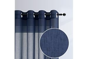 PITALK Marineblaue Vorhänge, 160 cm Länge für Kinderzimmer, 2 Paneele, Lichtfilterung, Kunstleinen, leicht, Küste, Bauernhaus, durchscheinender Vorhang für Küche, Wohnzimmer, Jungen, Spieler 63 lang