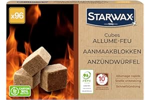 STARWAX - Cubos Encendedores XXL - Hasta 10mn de combustión - Encendido rápido - No altera el sabor de los alimentos - PEFC - x 96 cubos