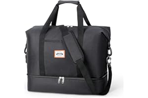 Lekespring sac de voyage pour femme, main, sport, week-end, clinique, naissance, 2 Noir, 32L(45x20x36cm)