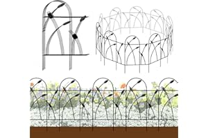 Thealyn Lot de 10 bordures décoratives en métal pour clôture de jardin, 81,3 x 49,5 cm (H x l) (10 panneaux, longueur totale de 4,9 m), clôture en fer forgé antirouille pour parterre de fleurs,