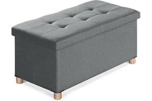 ‎BRIAN & DANY BRIAN & DANY Sitzbank mit Stauraum, Faltbar Sitzhocker mit Beinen, hocker mit stauraum, für Wohnzimmer Schlafzimmer Flur, Grau, 76 x 38 x 38 cm