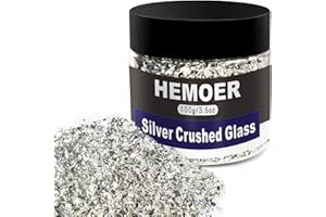 ‎HEMOER HEMOER Silber Zerkleinertem Glas Glitzer für Epoxidharz, 100g 2-4mm Unregelmäßigen klobig Glitzer, für Epoxidharz Füllstoff, Basteln, Vasenfüllung, Dekoration Herstellung