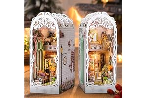 DIY Book Nook Kit, MOJINO Maison de Puzzles 3D kit de Puzzles Miniature a Construire Maquette en Bois a Construire avec Meublé pour Décoration de la Bibliothèque et Cadeaux C (Jardin de Printemps)