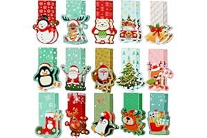 Fosoloni 30 Stück Weihnachten Magnetische Lesezeichen set, Bunt Niedlichen Lesezeichen, Magnetische Weihnachtslesezeichen mit Weihnachtsmann Schneemann Rentier Muster