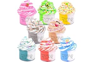 BASYWIIM Scented Butter Slime Kit 8 Pack, Super Soft and Non Sticky DIY Slime Surprise Toy, for Kids, Stress Relief Putty Toy for Girl and Boys