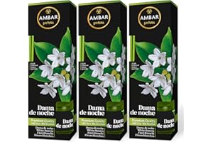 Ambar Perfums Ambientador Mikado Dama de Noche. Ambientador de Varillas 0% Alcohol, +60 días duración. (Pack 3 uds. x 45 ml)