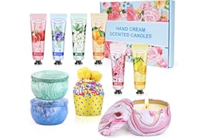 KEARLGMBH Hand Cream Gift Set for Women, 3 Pack Scented Candle Gift Set with Christmas Socks for Women,Pack of 6 Mini Hand Cream Travel Size Hand Lotion Bulk Gift Sets for Women and Men, Christmas Gifts