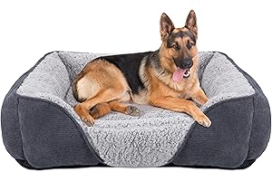 JOEJOY Panier pour Chien Grande Taille - Lit pour Chien Lavable Pelucheux, Antidérapant, Convient Chien de Grande Taille et aux Chats, Confortable et apaisant XXL(106×80×23cm Gris)