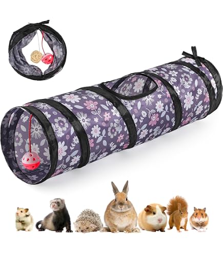 Bissap Kaninchentunnel Faltbar – 3-Wege Spieltunnel Für Kaninchen, Meerschweinchen & Katzen, Inkl. Spielball