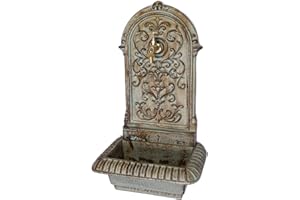 Fontaine Murale de Jardin avec Vasque - Fer - Style Antique - 16 kg/66 cm - Vert