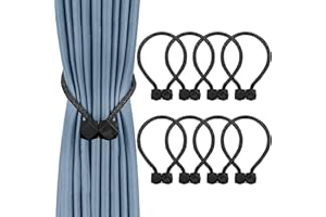 Lyspace 8 Pack Magnetic Curtain Tiebacks, European Style Convenient Drape Tie Backs, Decorative Drape Tie Backs Holdback Holder for Window Draperies，No Tools Required